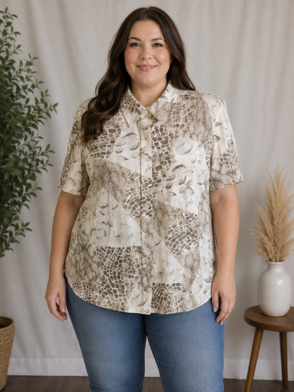 Alfred Dunner 16W Animal Print Retro Blouse
